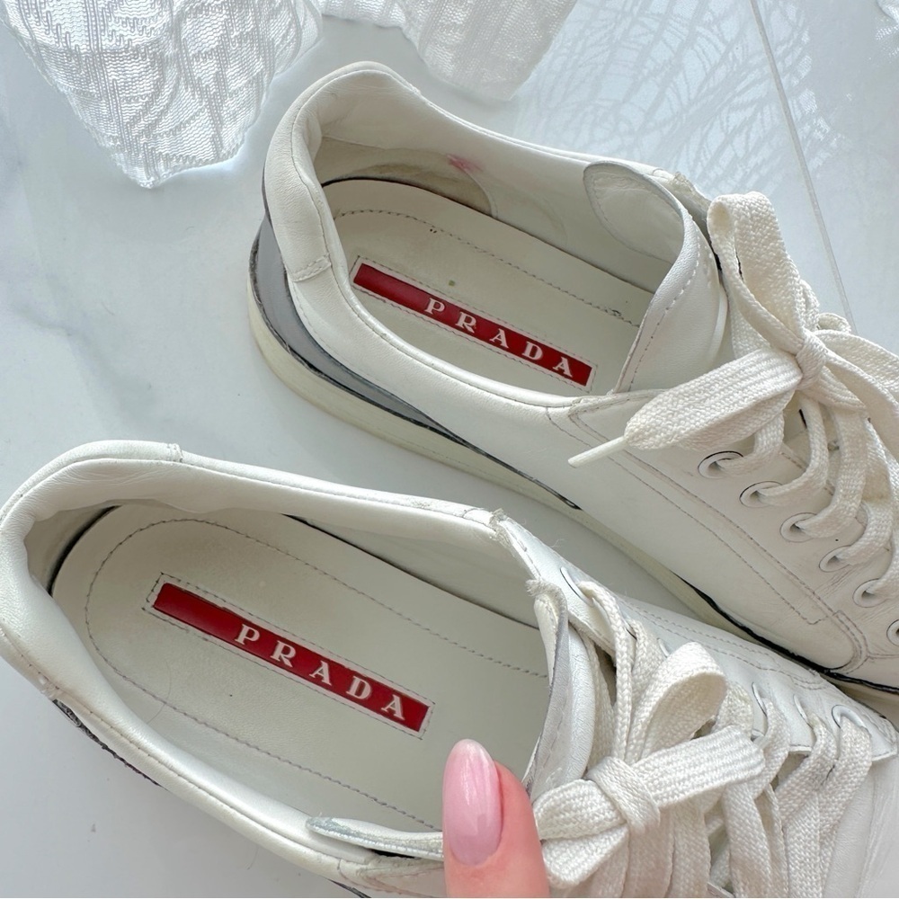Prada Sport Leather White Sneakers - Size 40 - Picture 2 of 6